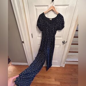Madewell navy and white jumpsuit